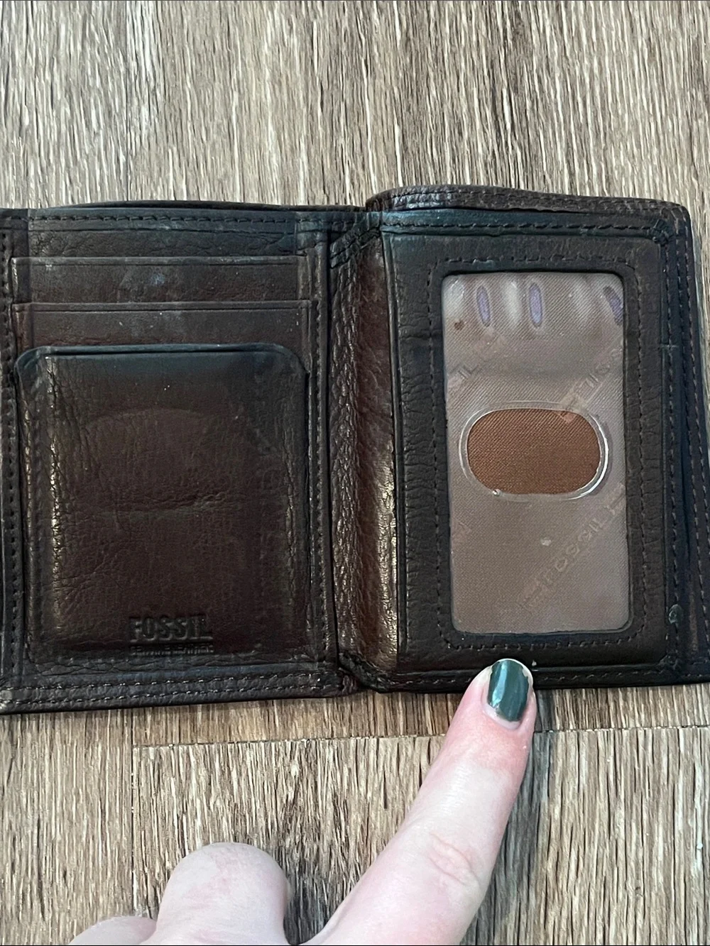 Fossil Dark Brown Trifold Leather Men's Wallet